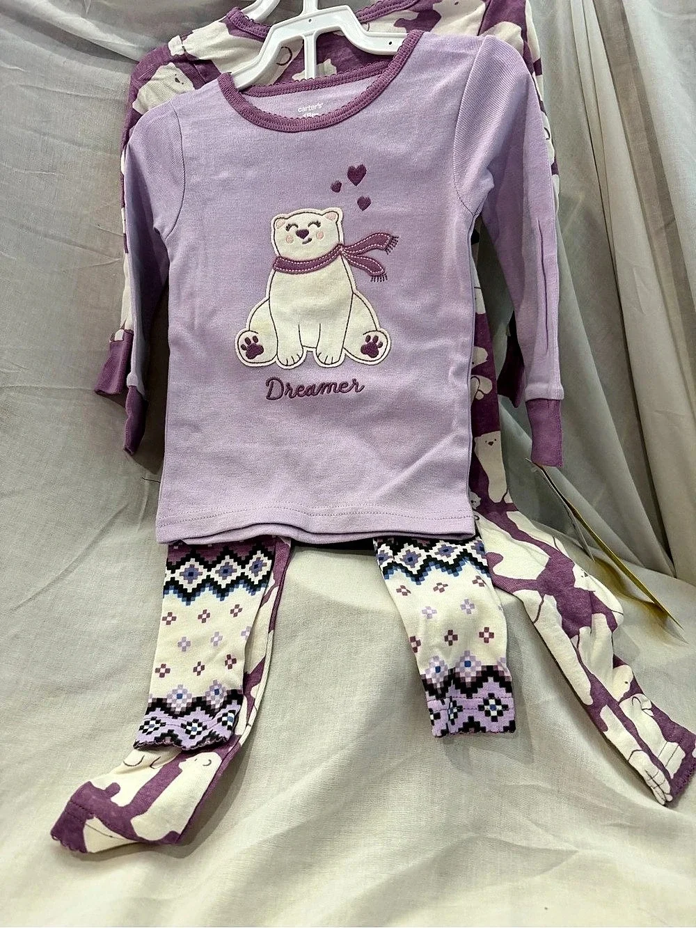 Carter's 4-Piece Bear Pajama Set Purple Baby 18M NWT
